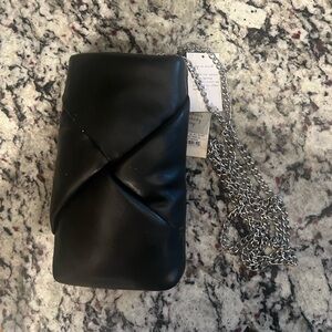 Black Faux Leather Chain Bag